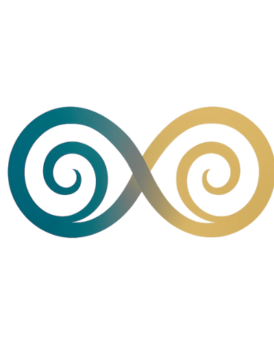 Rechtsdrehende und linksdrehende Spirale und liegende acht Die liegende acht mit der rechtsdrehenden und linksdrehenden Spirale. Die zyklische Unendlichkeit mit nach oben und nach unten des Lebens.